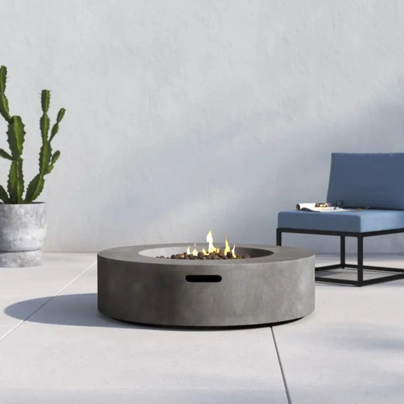 Fiber Reinforced Outdoor Fire Pit Table - Black / Gray by Unique Piece Furniture