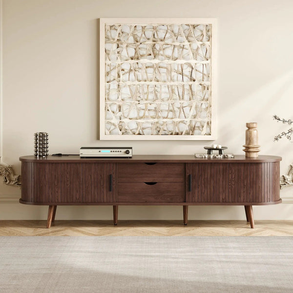 TV Stand For 70" TV With Tambour Doors And Built-In Power Outlet, photo 2 of 4