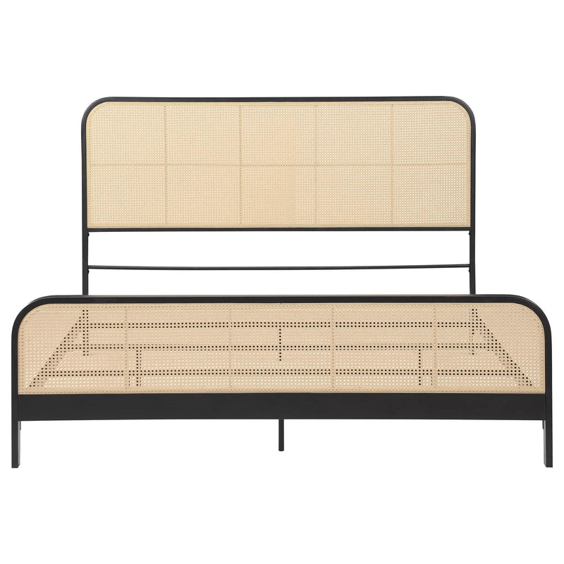 Lanewood Open Cane Webbing Metal Eastern King Bed Black by Unique Piece Furniture