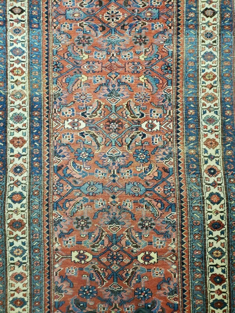 3' 8" X 11' Antique Handmade Turkish Wool Rug Veg Dye Runner Nice Rusted Red by Jewel Rugs