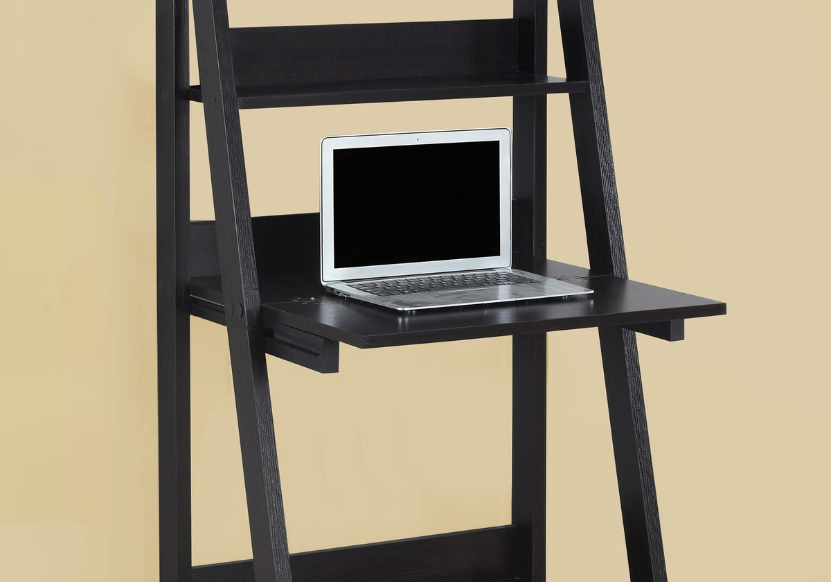 Computer Desk with Storage Shelves - Wood, Leaning Ladder Style - Dark Brown or Light Brown, photo 4 of 8
