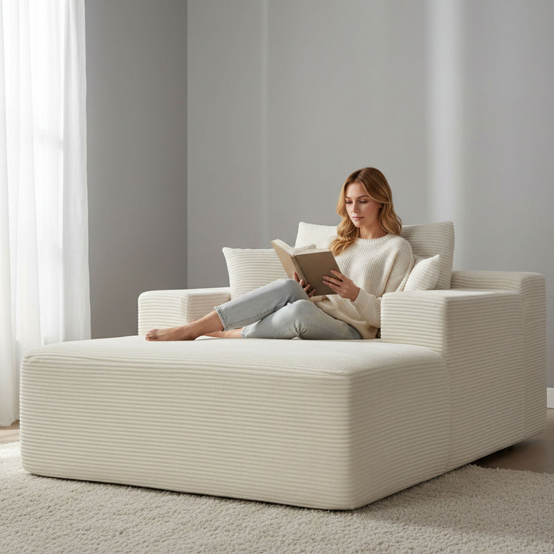 Convertible Chaise Lounge Chair With Wide Armrest & Throw Pillows by HouseOfZazla