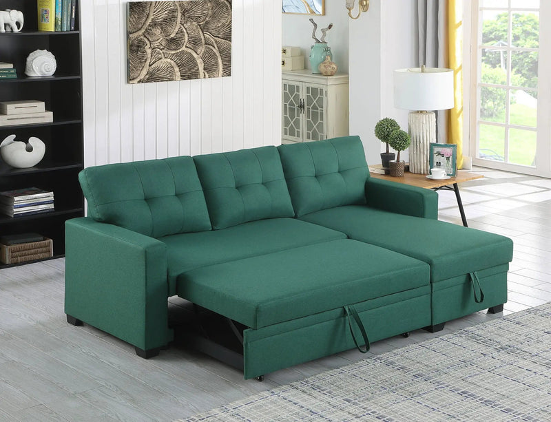 Upholstered Pull Out Sectional Sofa With Chaise by HouseOfZazla