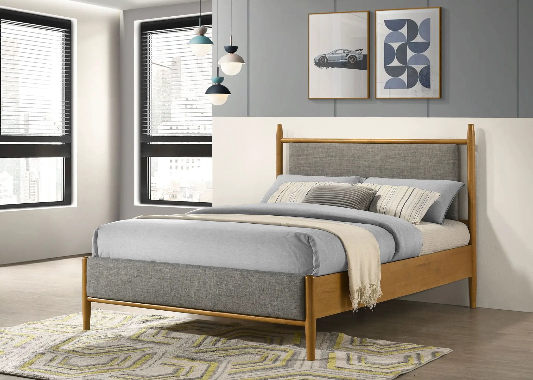 Mason 46-inch Full Panel Platform Bed Grey and Light Brown by Unique Piece Furniture