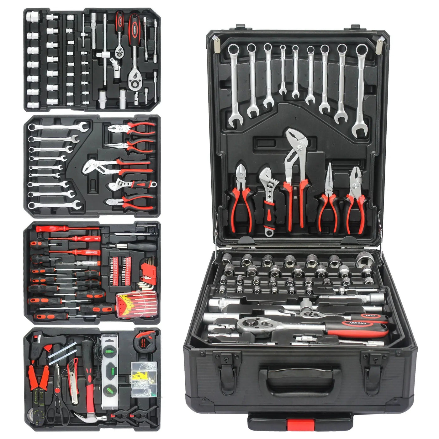 899 Piece Home Repair Tool Set With Rolling Plastic Toolbox, 4 Drawers, General Household Maintenance Kit by HouseOfZazla