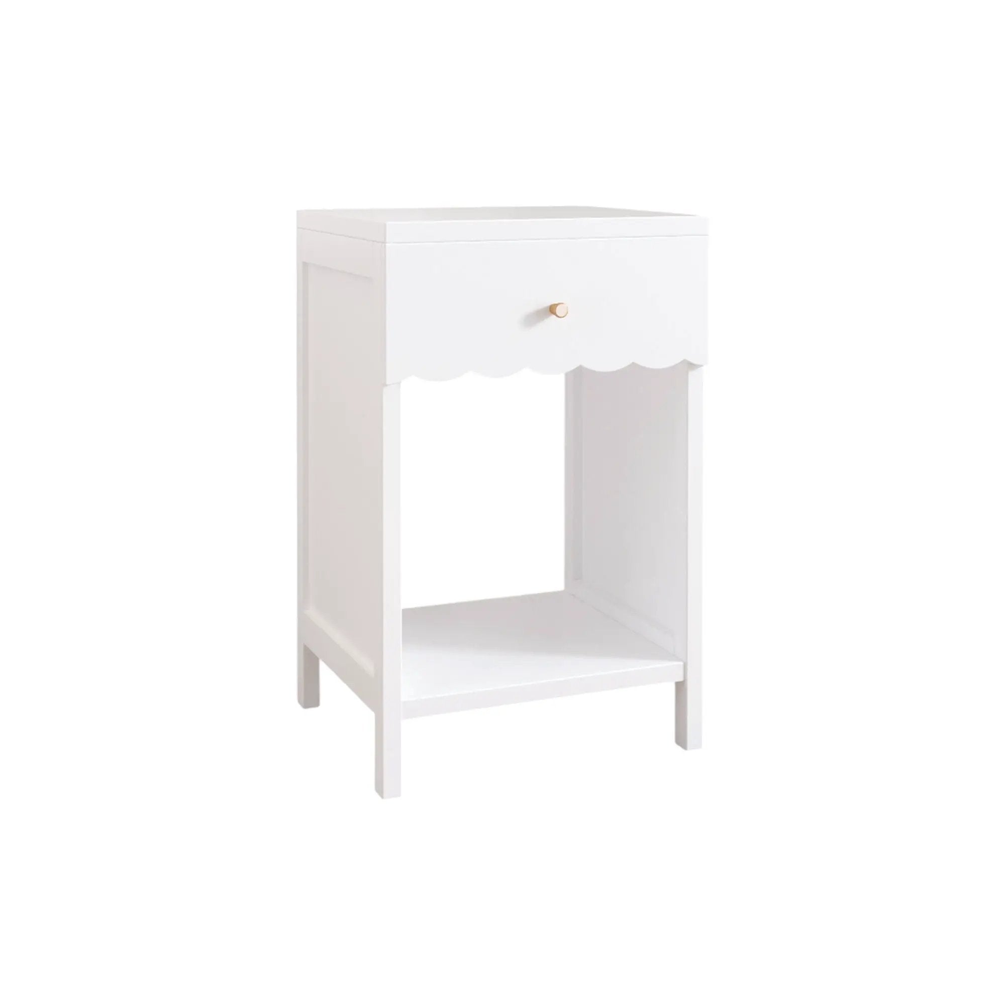 Nightstand With Drawer And Open Shelf, Scalloped Edge Bedside Table by HouseOfZazla