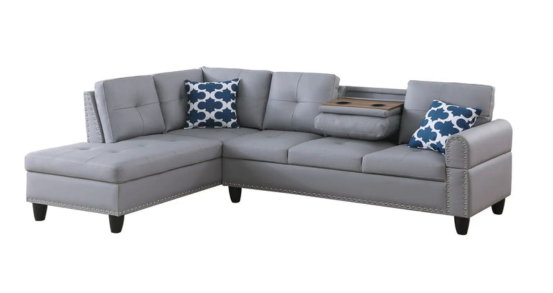 Irine - Sectional Sofa With Ottoman - Gray by HouseOfZazla