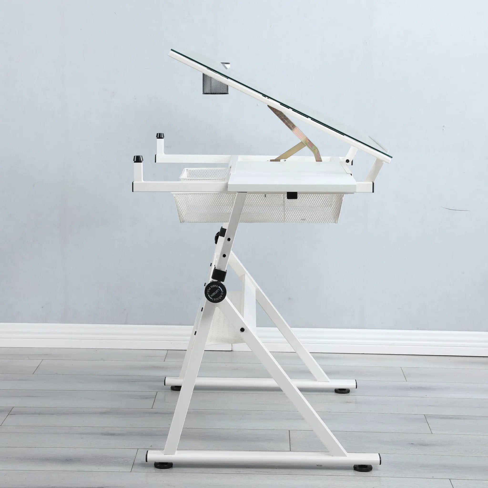Adjustable Tempered Glass Drafting Printing Table With Chair by HouseOfZazla