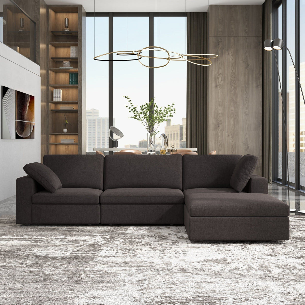 Dark Gray Modular Corner Sectional Sofa with Mid-Century Modern Design - Left Arm Facing, photo 8 of 13