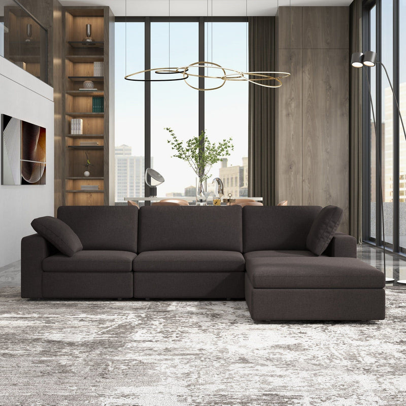 Dark Gray Modular Corner Sectional Sofa with Mid-Century Modern Design - Left Arm Facing, photo 8 of 13