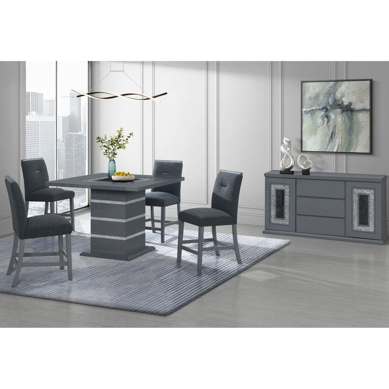 Bar Stools Set of 2 with Cushioned Seat and Slat Back - Dark Gray, photo 3 of 6