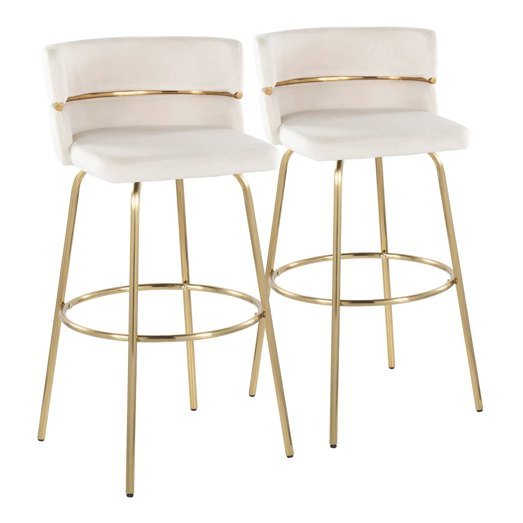 Cinch - Glam / Art Deco Fixed Height Barstool With Swivel With Round Footrest (Set of 2) by Unique Piece Furniture
