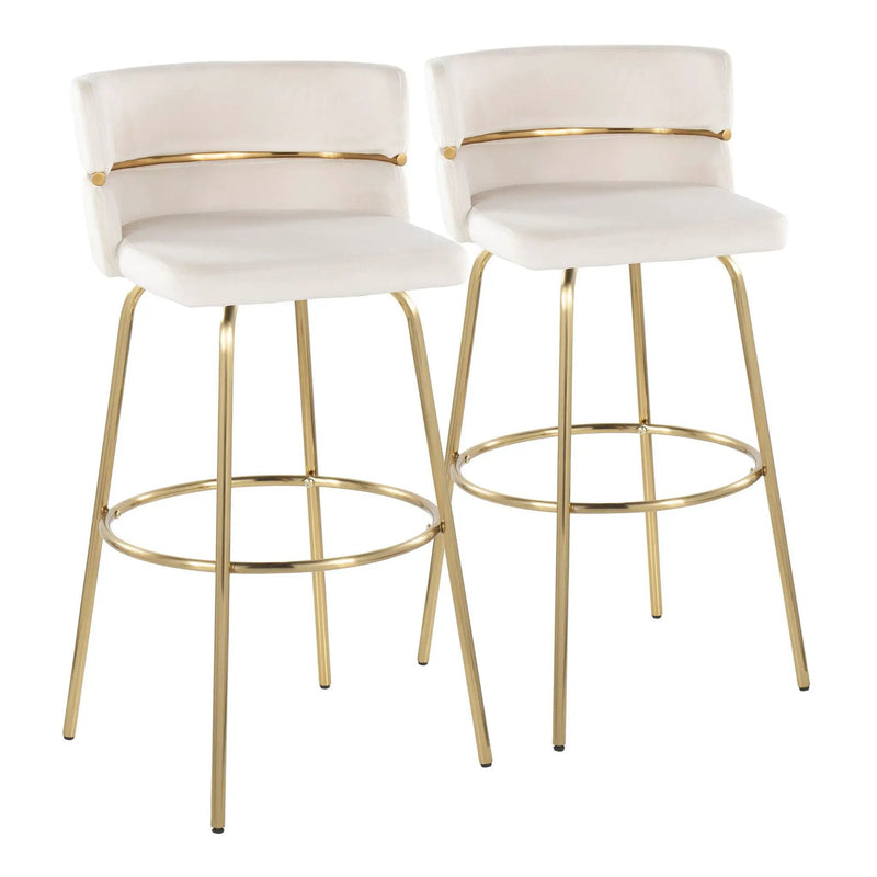 Cinch - Glam / Art Deco Fixed Height Barstool With Swivel With Round Footrest (Set of 2) by HouseOfZazla