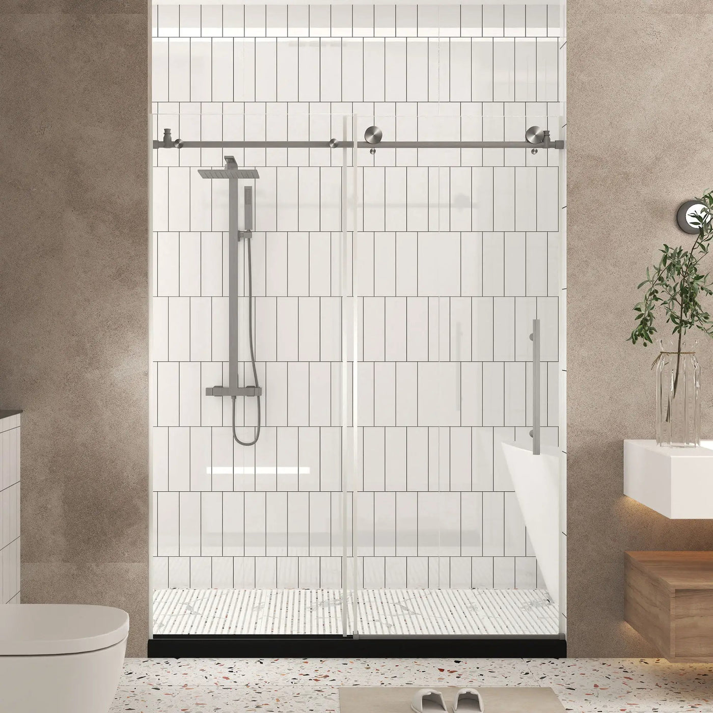 Frameless Shower Door, Smooth Sliding Tracks by HouseOfZazla