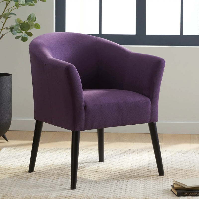 Fabric Arm Chair With Wooden Legs And Cushioned Seat - Plum by HouseOfZazla