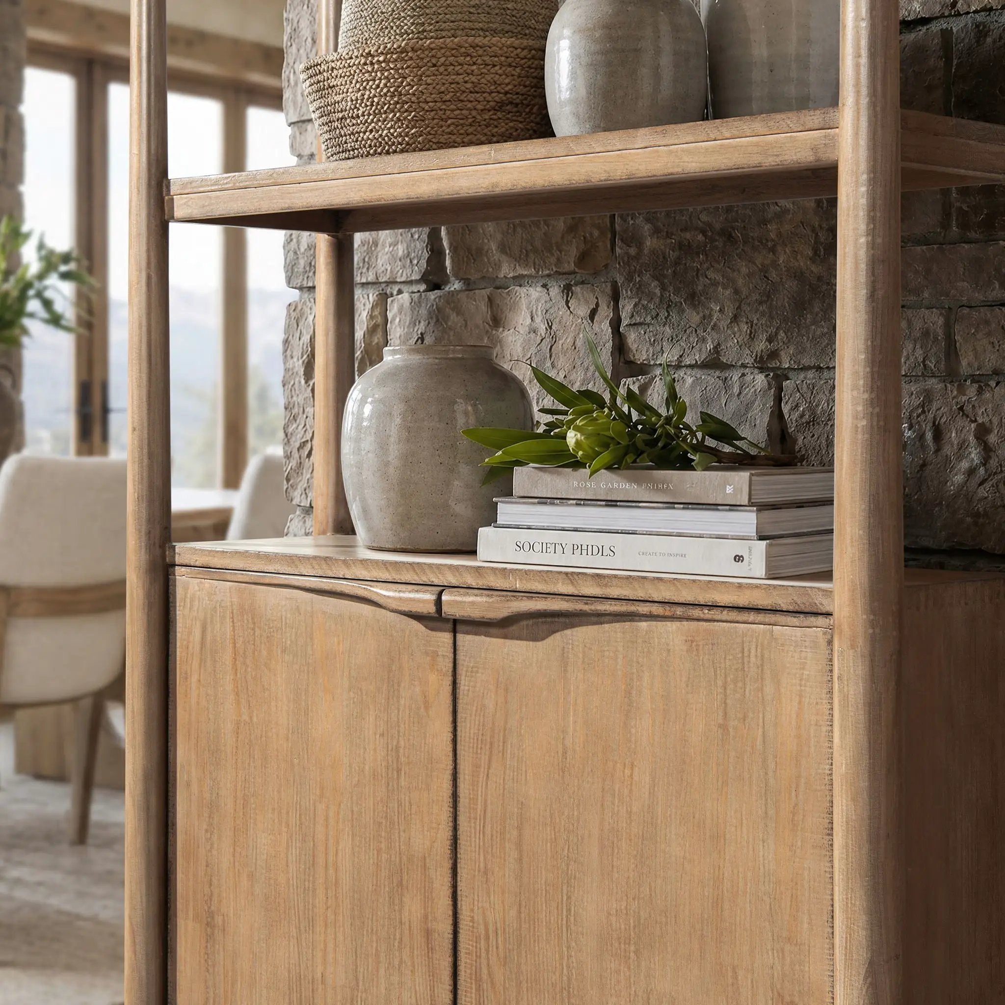 Nolan - Bookcase With Lower Cabinet - Natural by HouseOfZazla