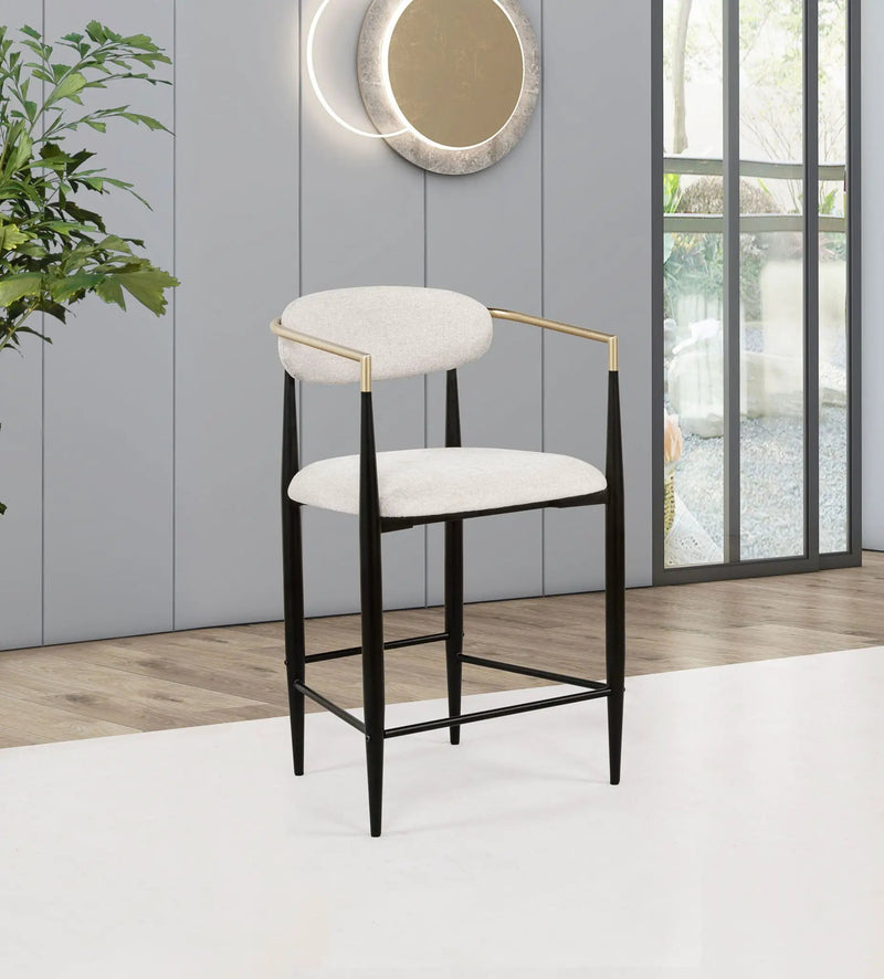 Tina Fabric Upholstered Counter Chair Beige (Set of 2) by Unique Piece Furniture