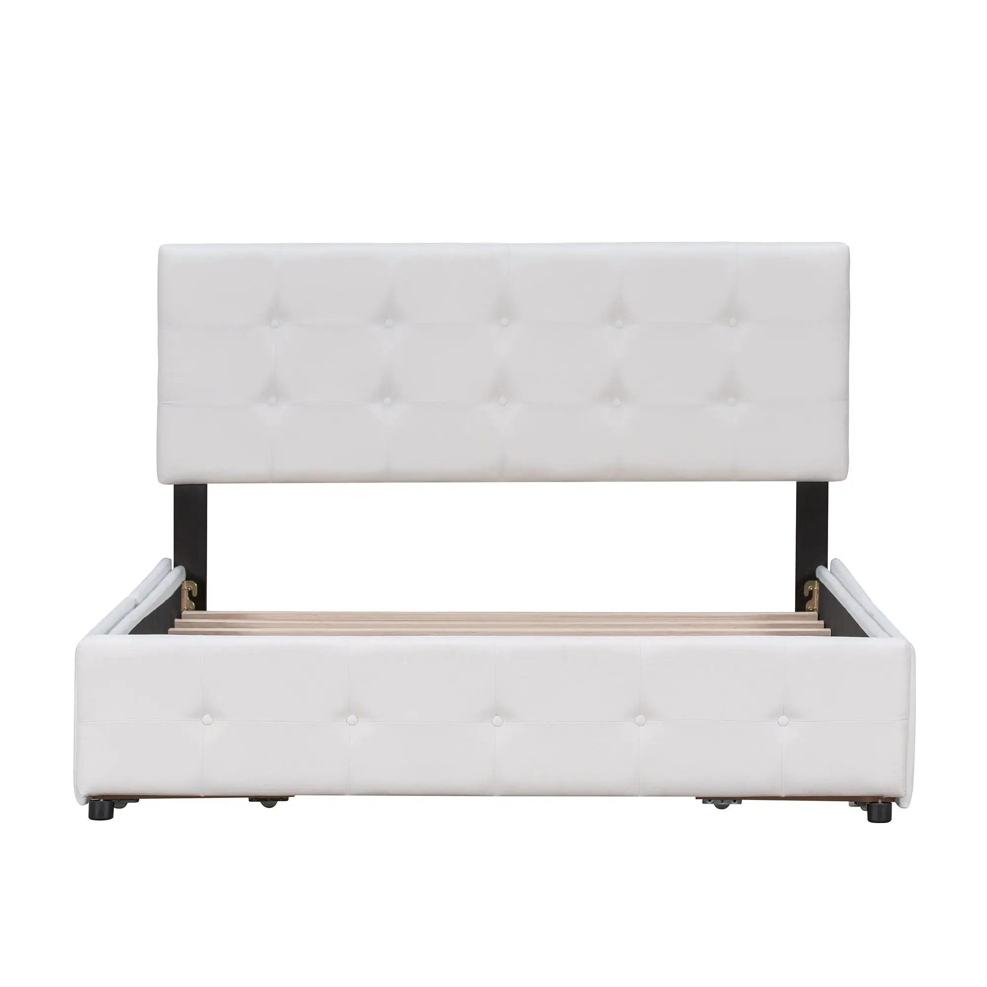 Upholstered Platform Bed With Classic Headboard And Drawers, No Box Spring Needed by Unique Piece Furniture