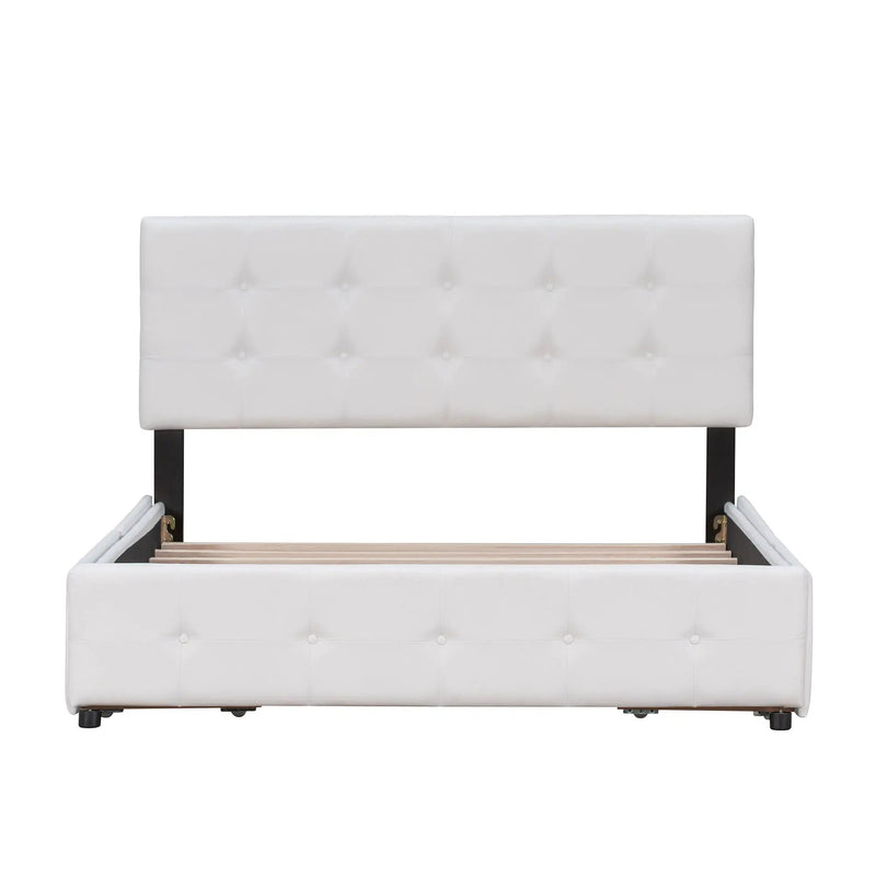 Upholstered Platform Bed With Classic Headboard And Drawers, No Box Spring Needed by Unique Piece Furniture