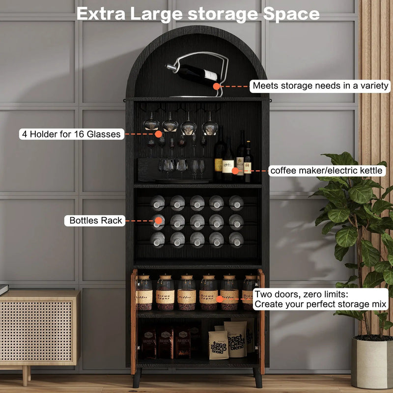 71' Farmhouse Arched Wine Bar Cabinet by HouseOfZazla