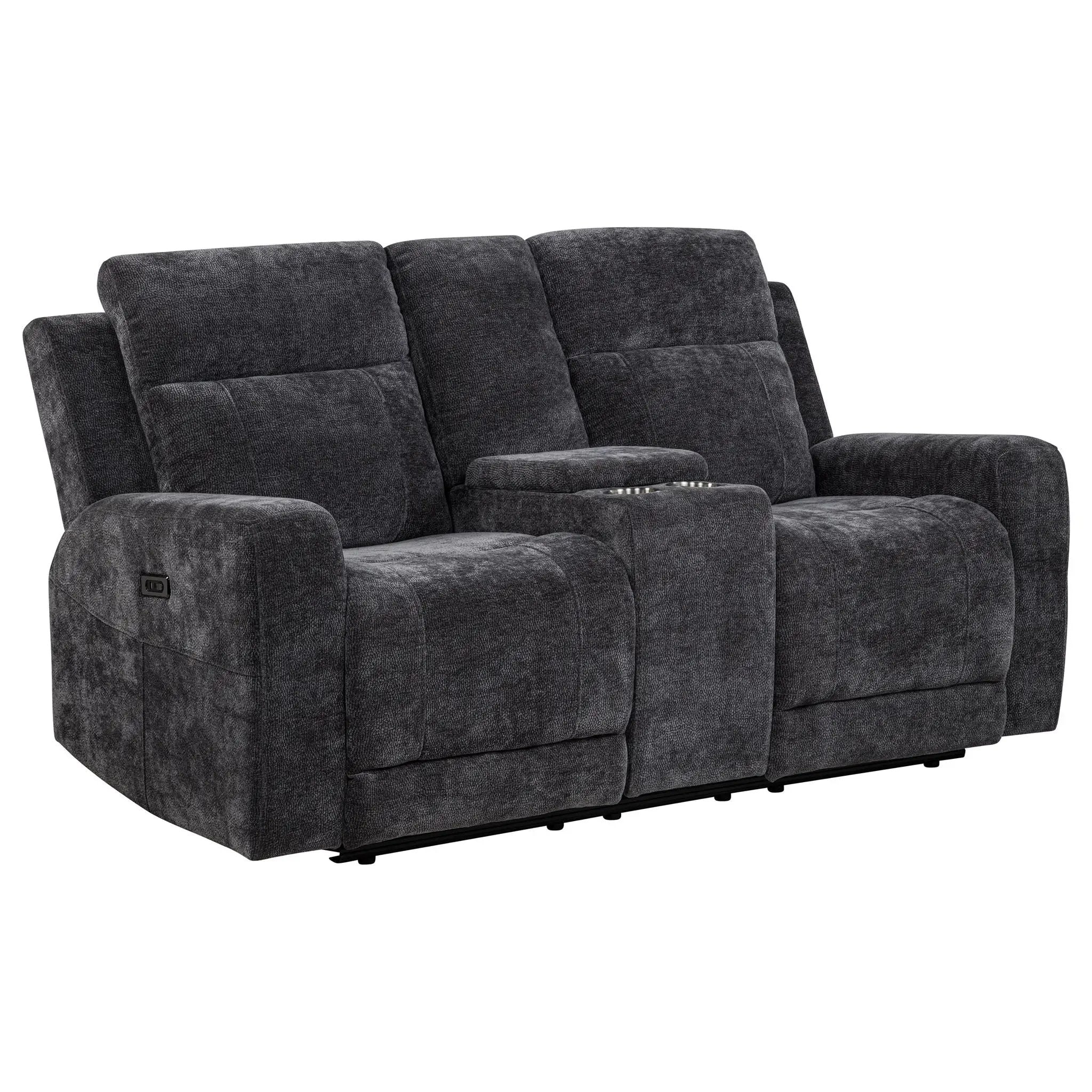 Kennett Chenille Upholstered Power Reclining Loveseat Grey by Unique Piece Furniture