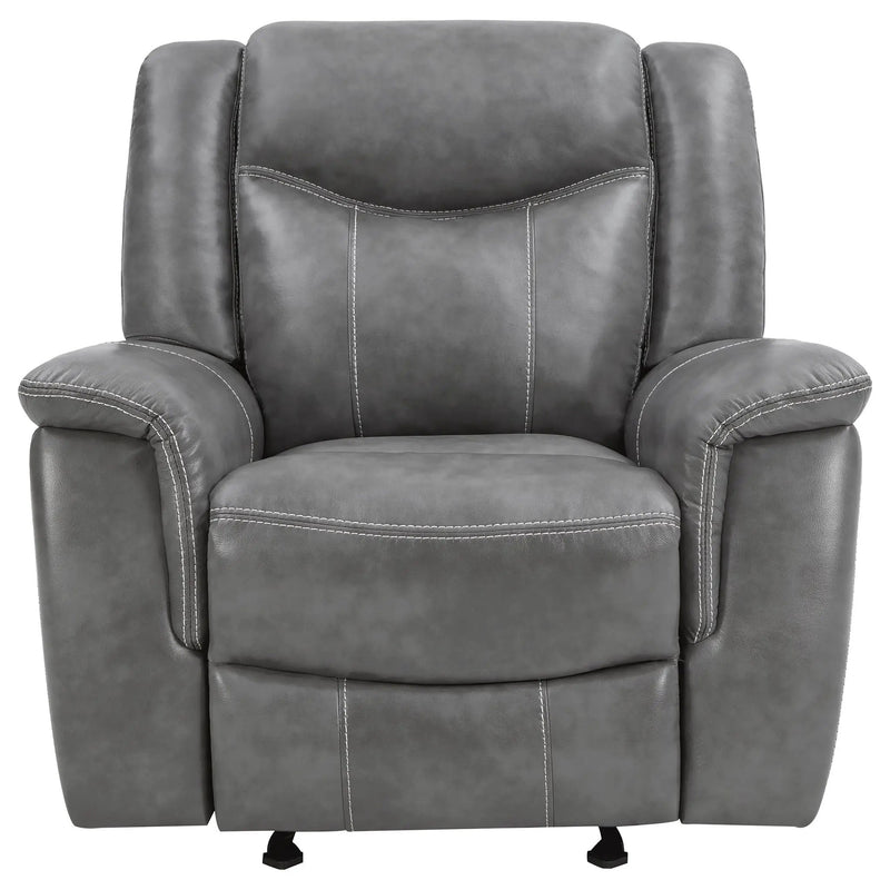 Conrad Upholstered Padded Arm Glider Recliner Grey by Unique Piece Furniture