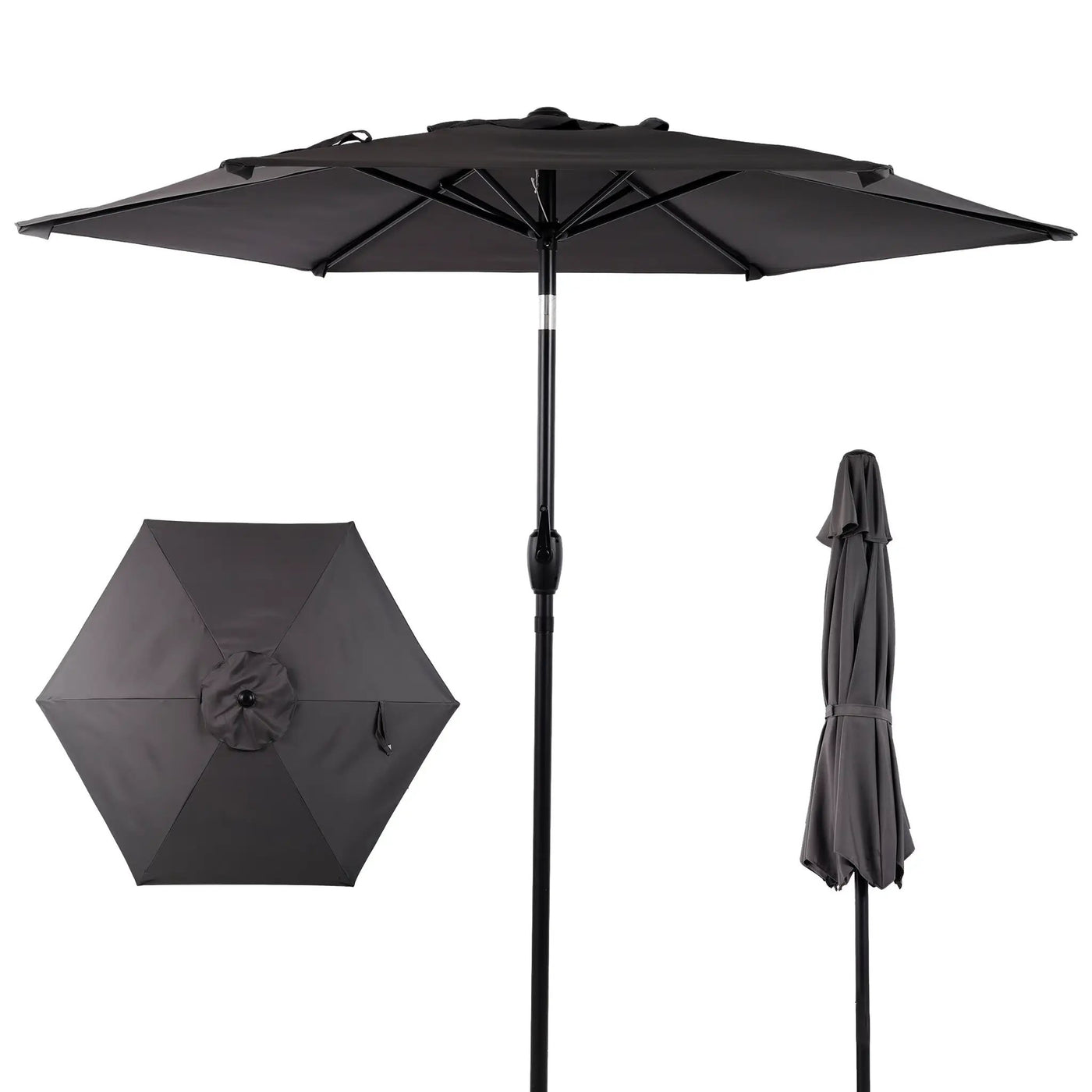 10FT Patio Umbrella with Push Button Tilt and Crank Mechanism by HouseOfZazla
