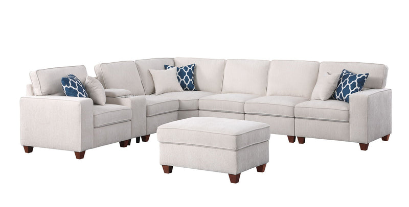 Rene - Sectional Sofa With Ottoman - Beige by HouseOfZazla