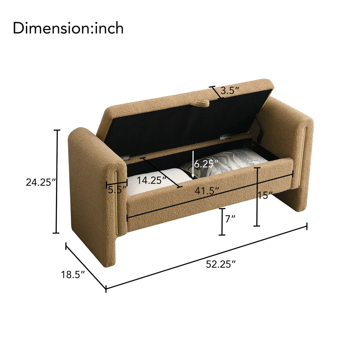 Modern Teddy Upholstered Large Bed End Bench With Arms And Storage by HouseOfZazla