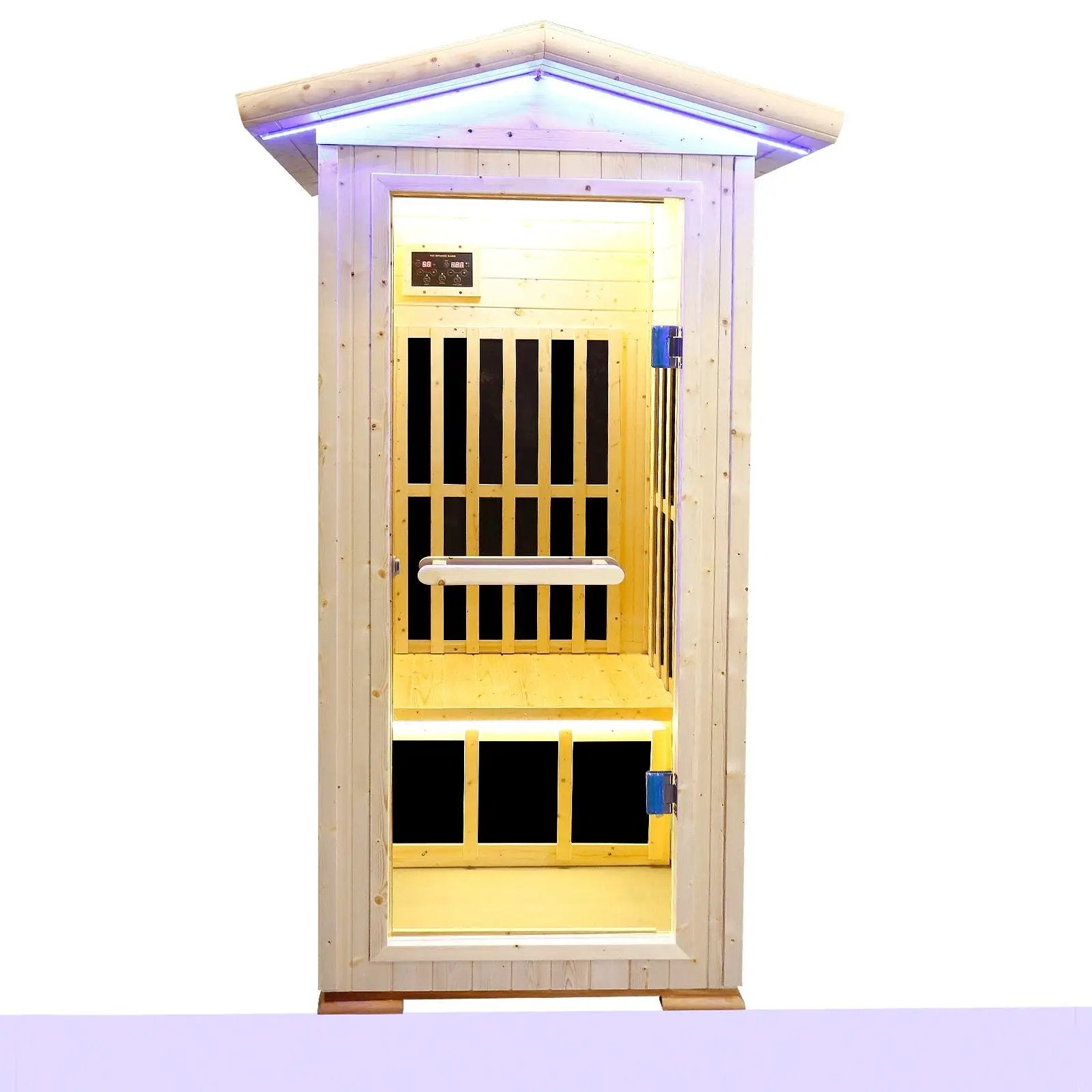 Single Person Spruce Far Infrared Sauna With Ambient Lighting And Bluetooth Music - Natural by HouseOfZazla