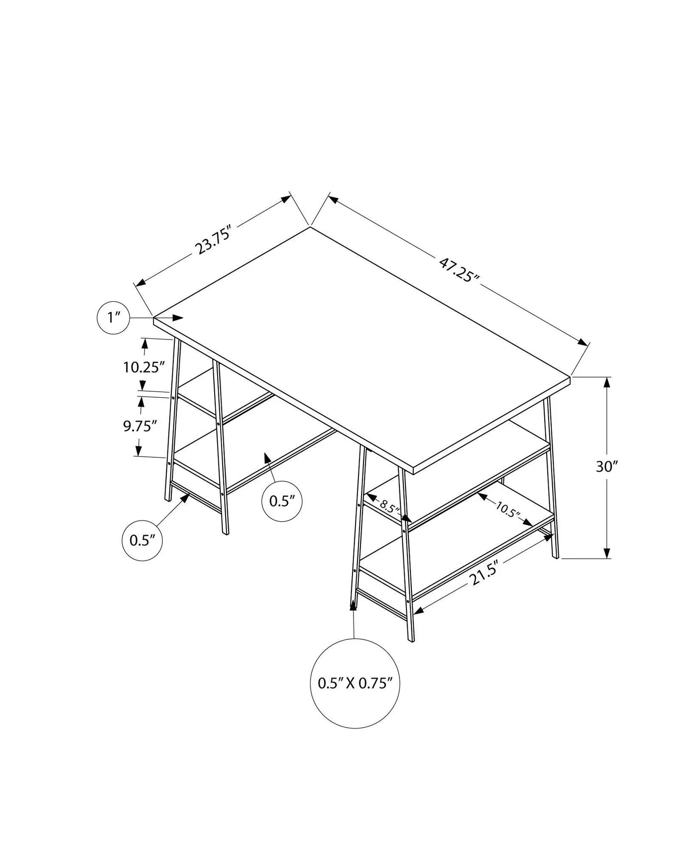 Computer Desk For Home Office, Storage Shelves, Industrial Design by HouseOfZazla