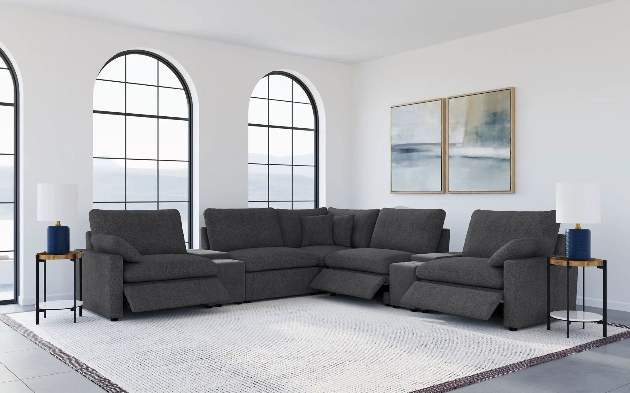 Collins 7-piece Modular Power Reclining Sectional Dark Grey by Unique Piece Furniture