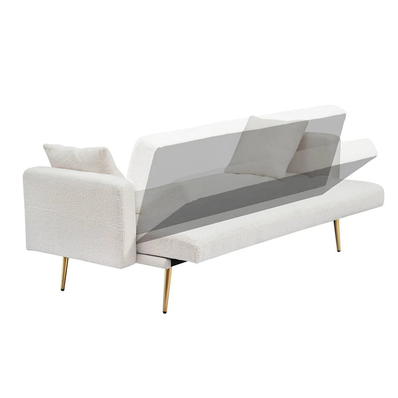 Teddy Fleece Sofa Bed With Luxurious Throw Pillows by Unique Piece Furniture