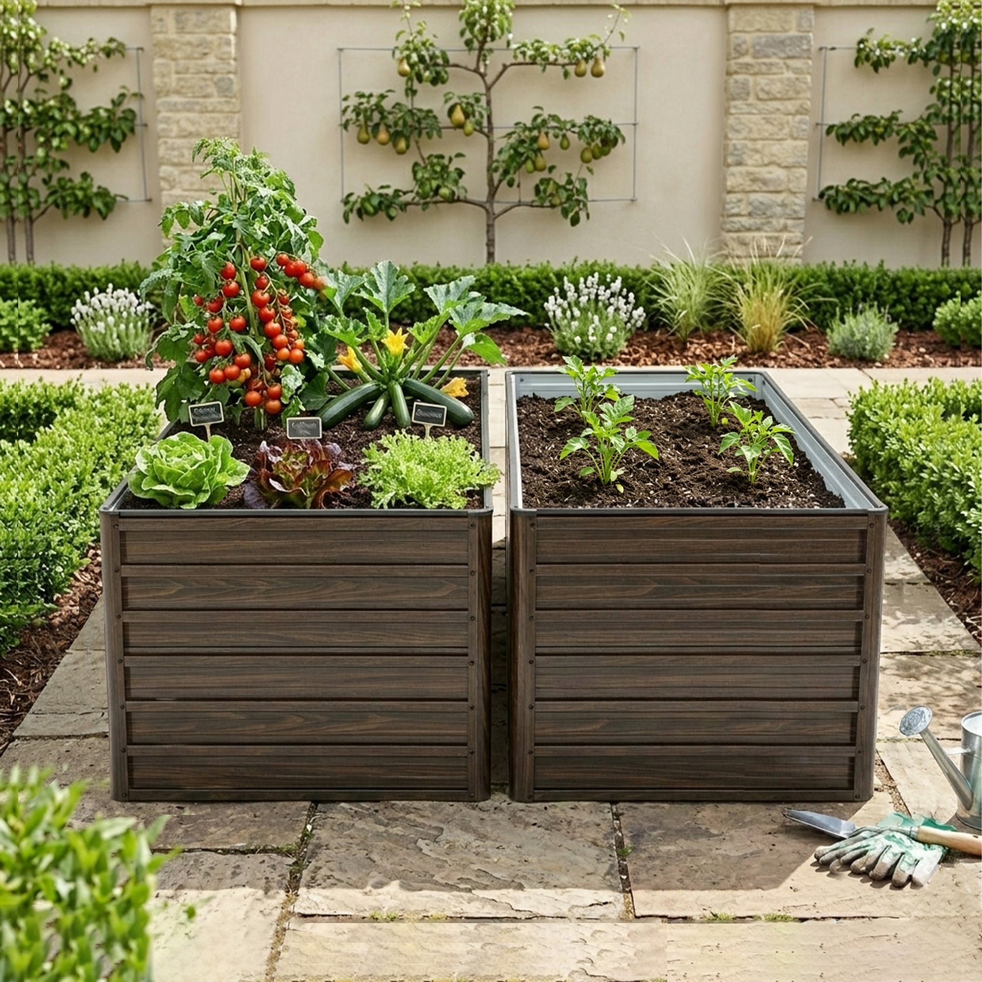 2-Pack 74.6"x35.4"x25" Raised Garden Bed Kit, Metal Elevated Planter Box by HouseOfZazla