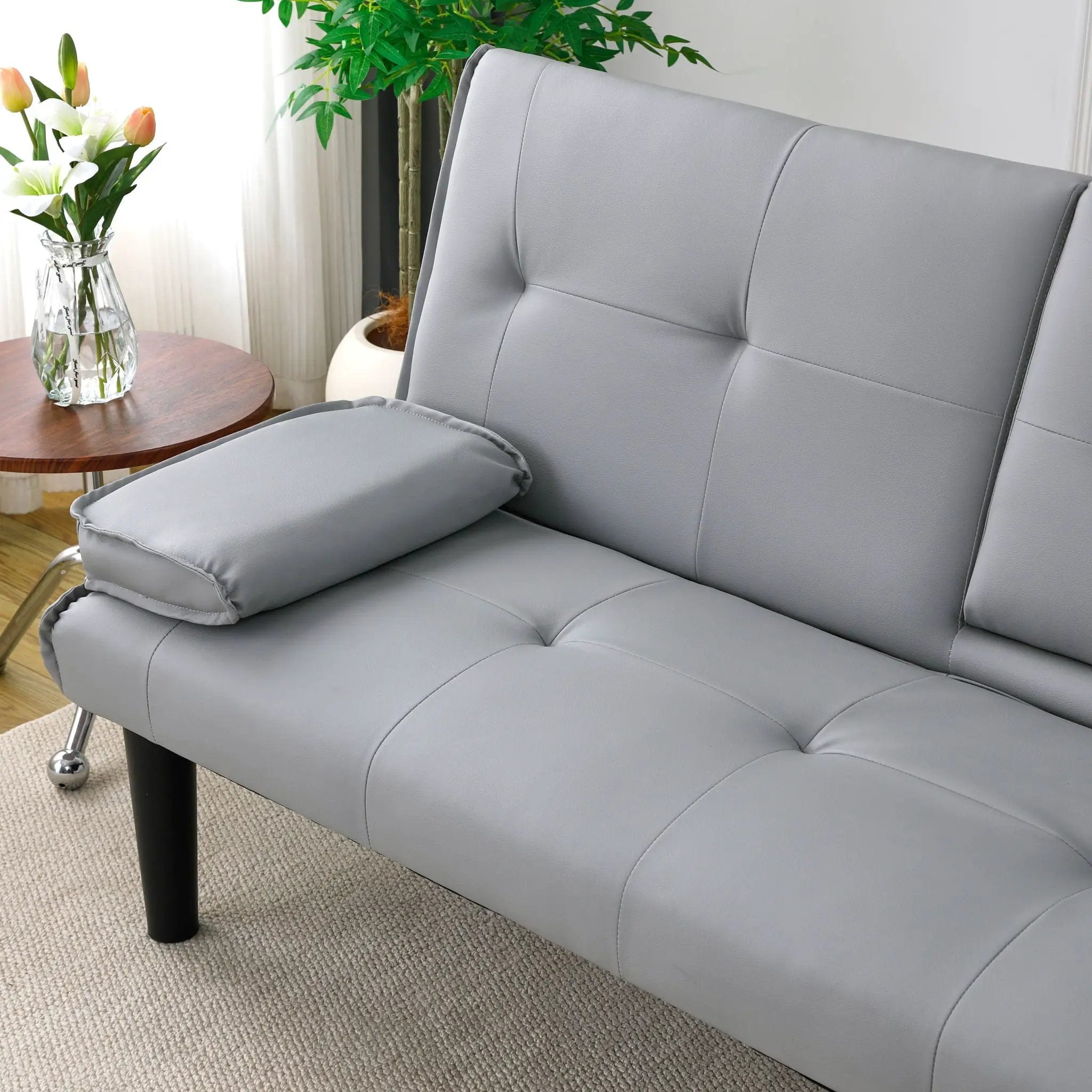 Sofa Bed With Foldable Design And Cup Holder by HouseOfZazla