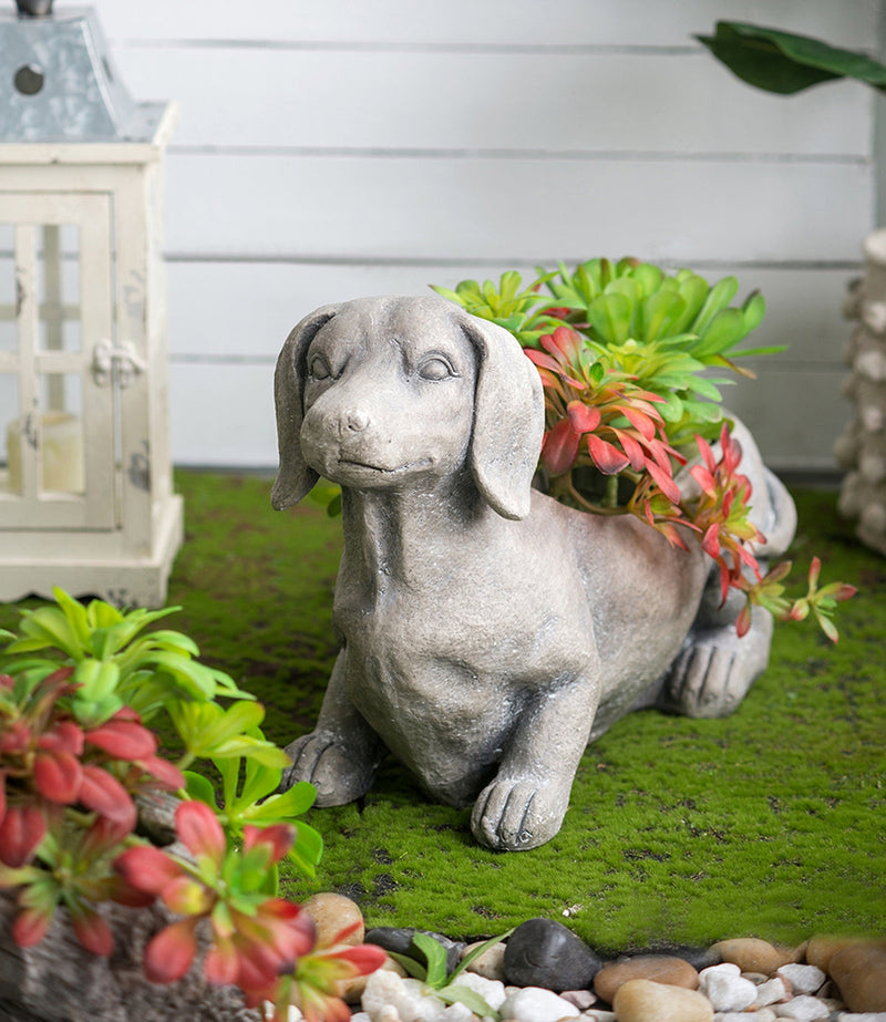 Manon Dog Planter Garden Decor with Durable Magnesium Oxide - Gray