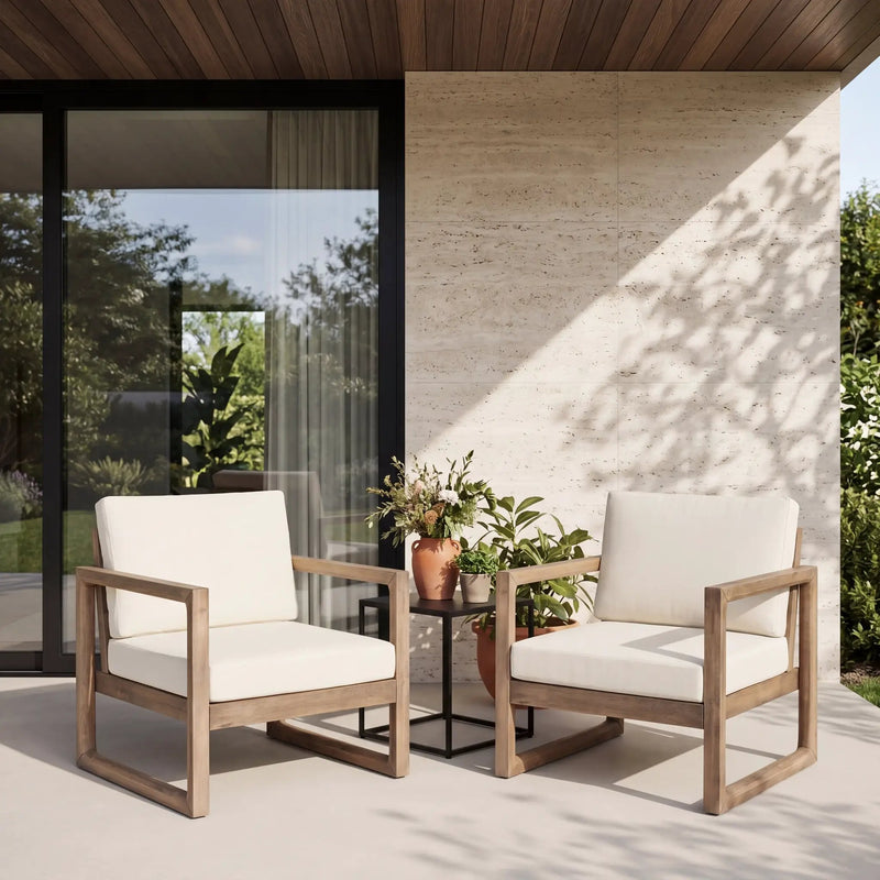 Set of 2 Outdoor Acacia Wood Patio Club Chair by HouseOfZazla