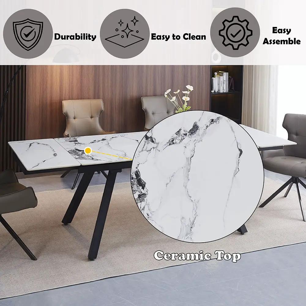 Damita - Ceramic Top Dining Table - White & Black by Unique Piece Furniture