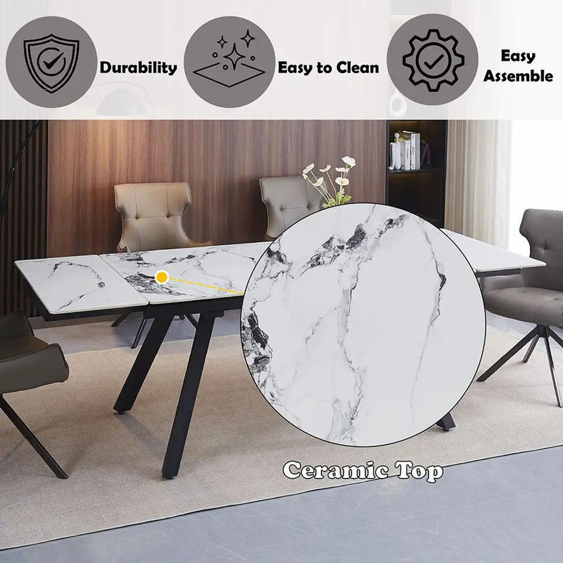 Damita - Ceramic Top Dining Table - White & Black by Unique Piece Furniture