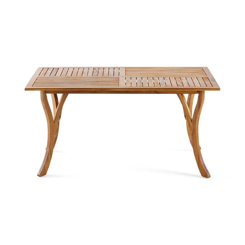 Outdoor 59 Inch Rectangular Solid Wood Dining Table - Teak Finish, photo 2 of 10