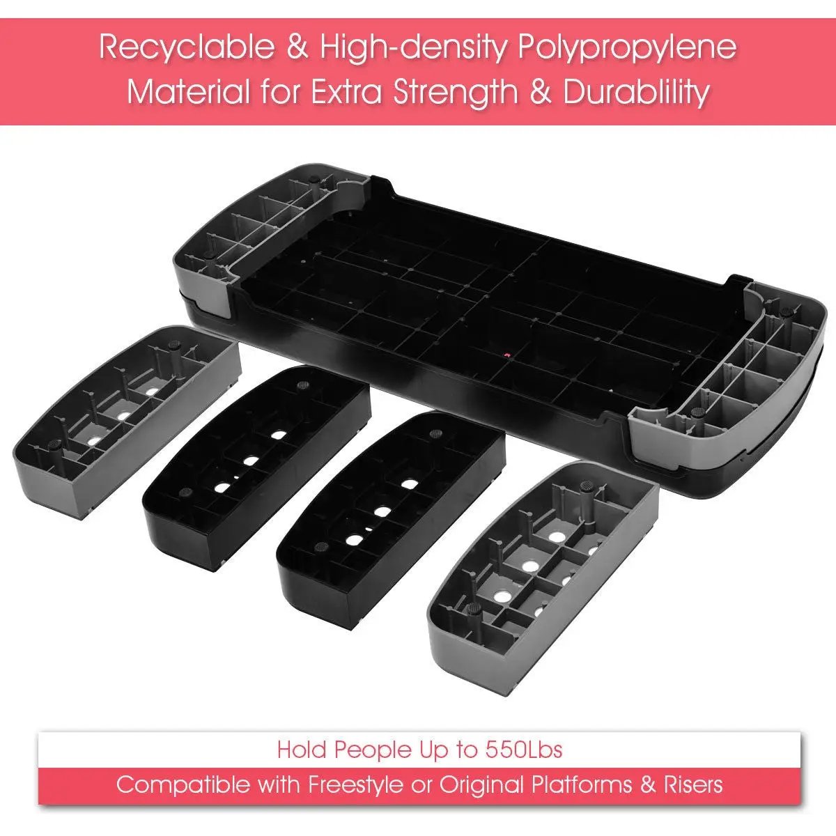 32 Inch Adjustable Fitness Aerobic Step with Riser by DirectDeals