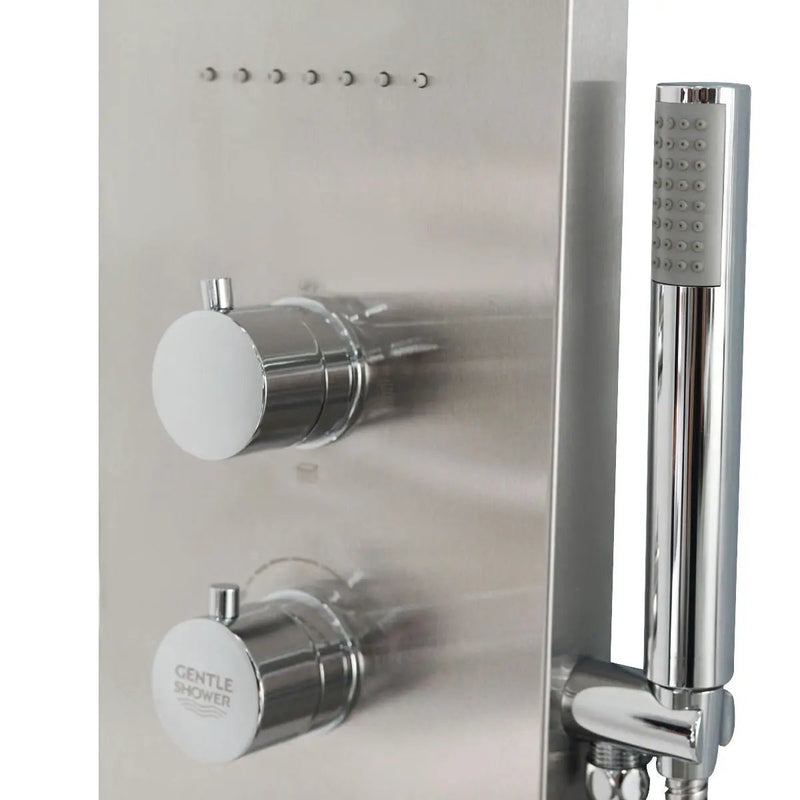 57 Inch Stainless Steel Shower Panel with12 x 8 Head Shower by DirectDeals