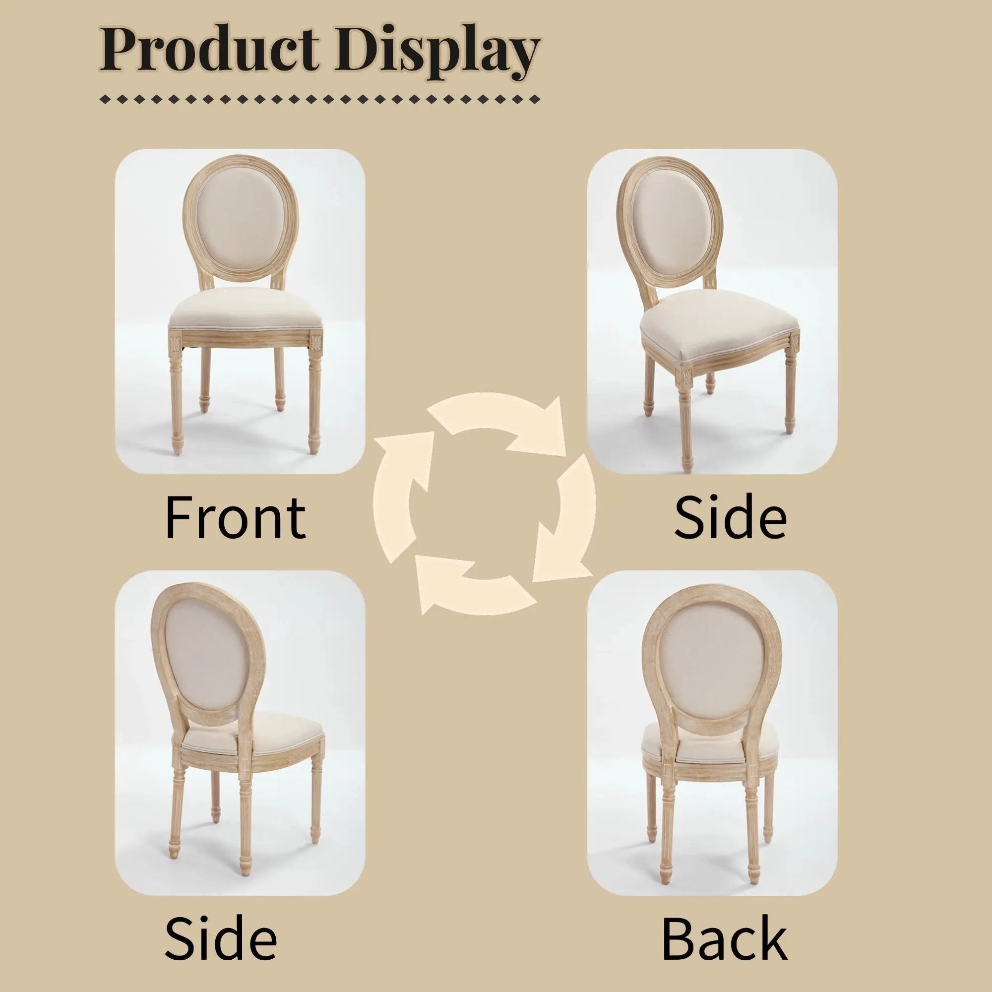 French Country Dining Chairs Set of 2 with Upholstered Round Back by HouseOfZazla