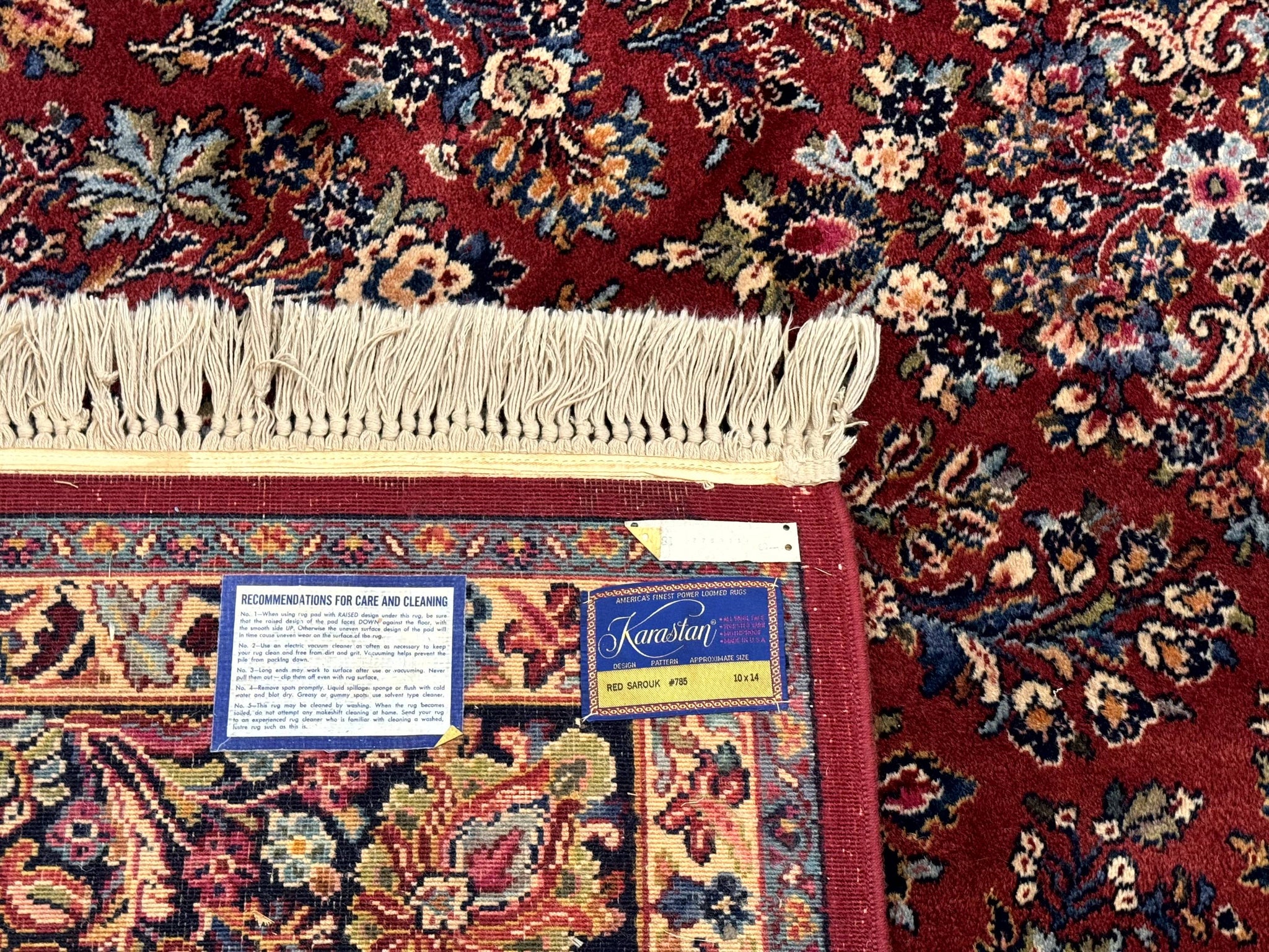Karastan Rug 10x14, Red Sarouk #785, Wool Original 700 Series by Jewel Rugs