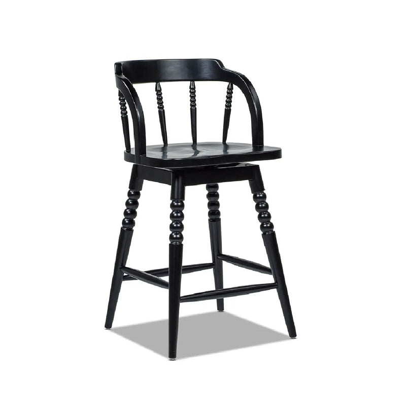Breda - Turned Bubble Spindle Low Back Counter Stool - Black by Unique Piece Furniture