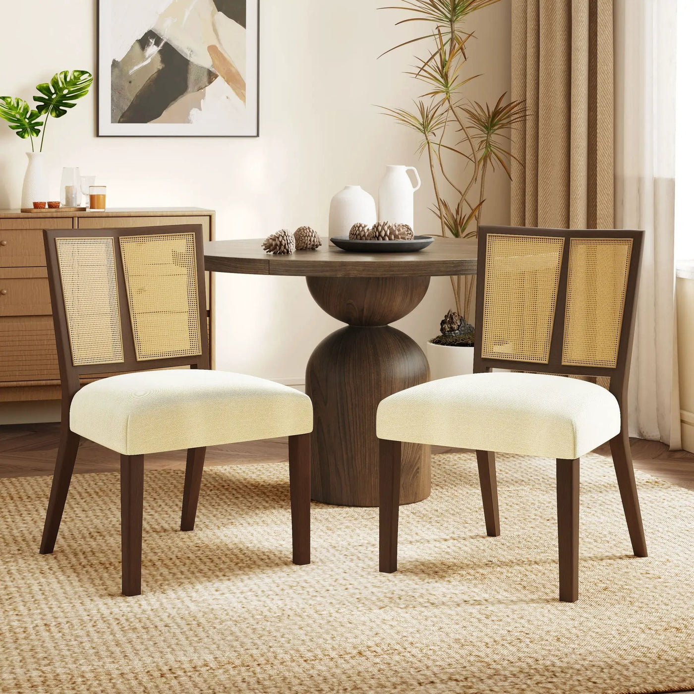 Mid Century Rattan Dining Chair Without Arms Set by HouseOfZazla
