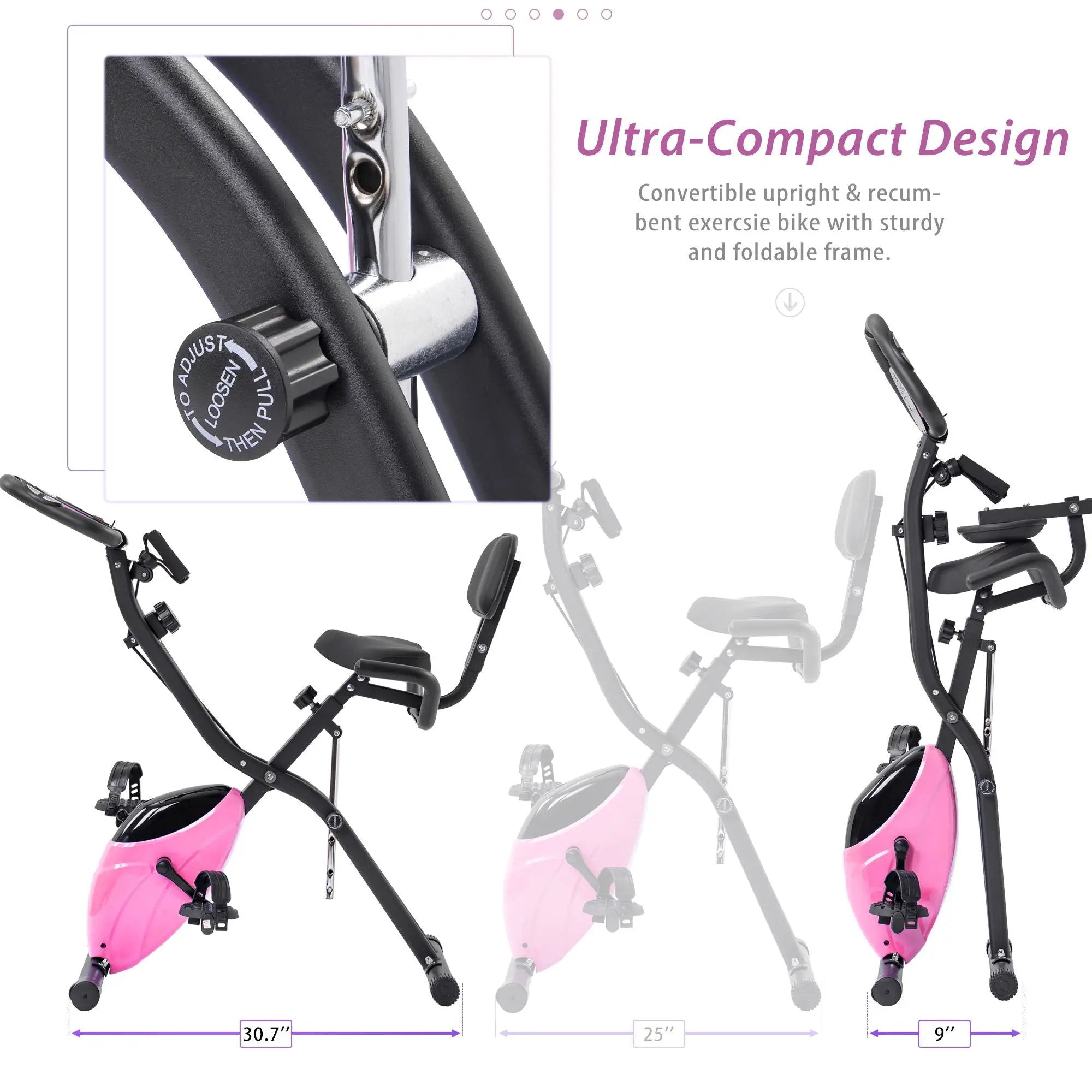 Exercise Bike Folding Stationary Bikes For Home With 16 Level Magnetic Resistance by HouseOfZazla