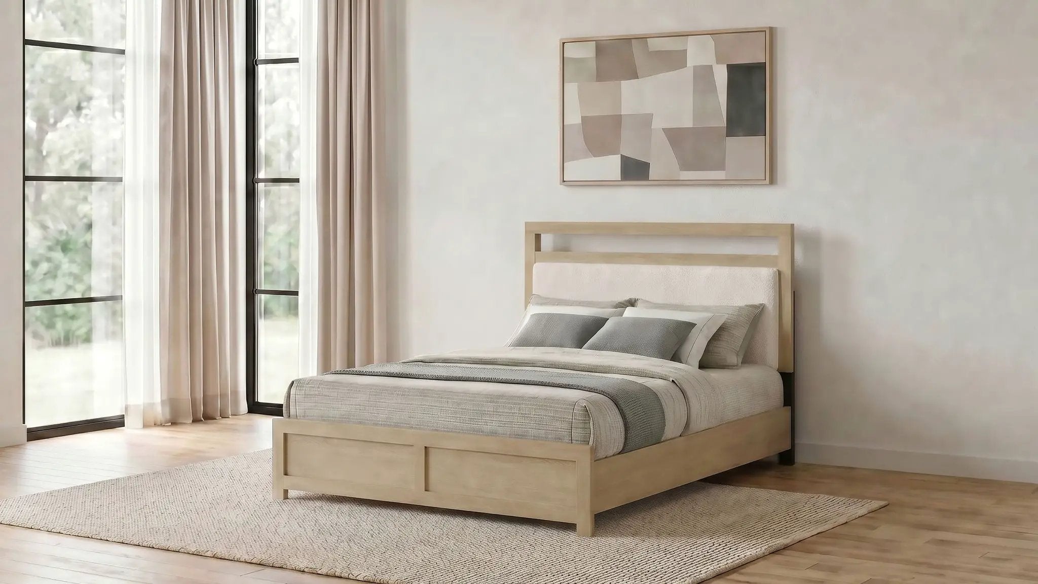 Hendricks Queen Panel Headboard Platform Bed Light Oak by Unique Piece Furniture