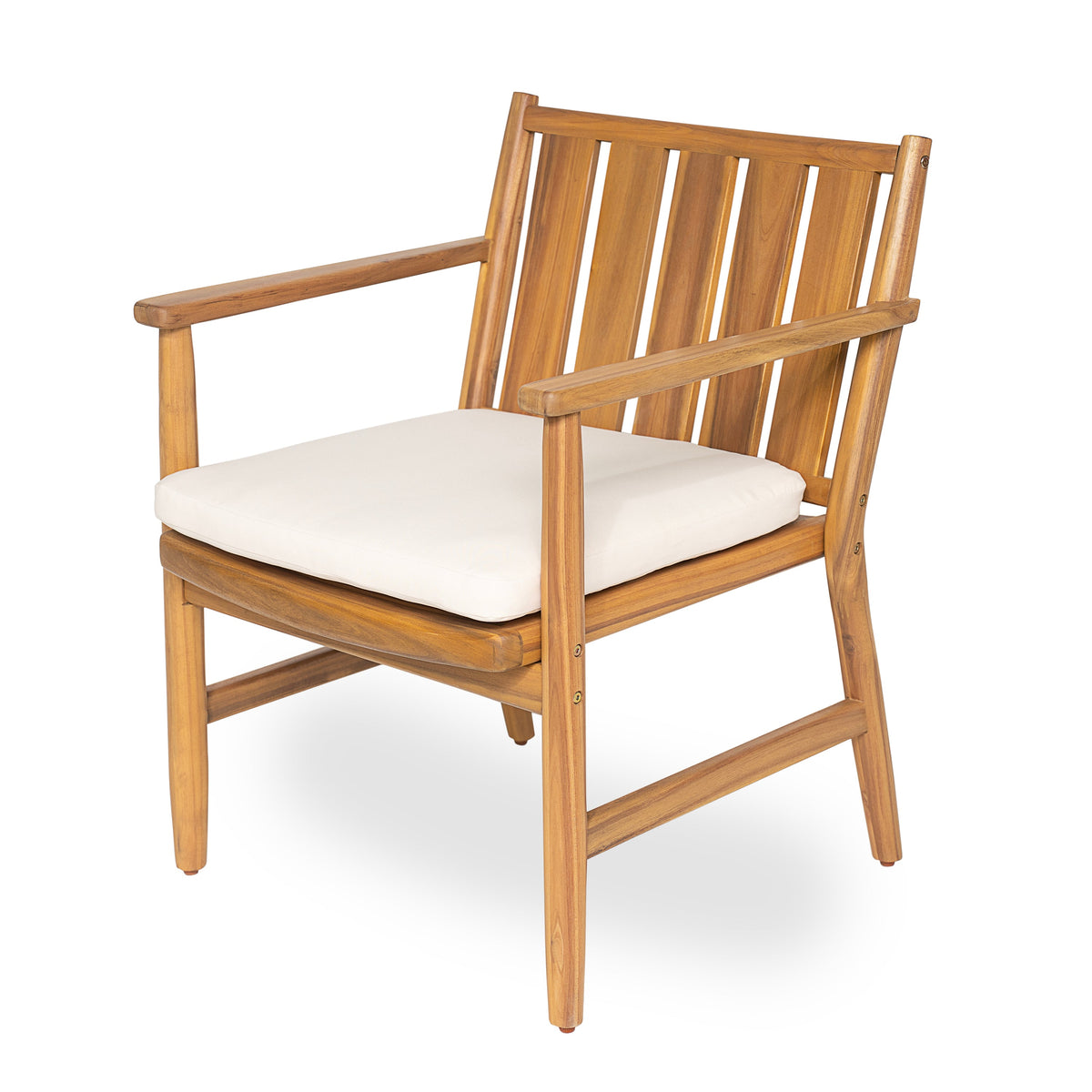 Outdoor Acacia Wood Arm Dining Chairs with Removable Cushions – Brown, photo 10 of 10