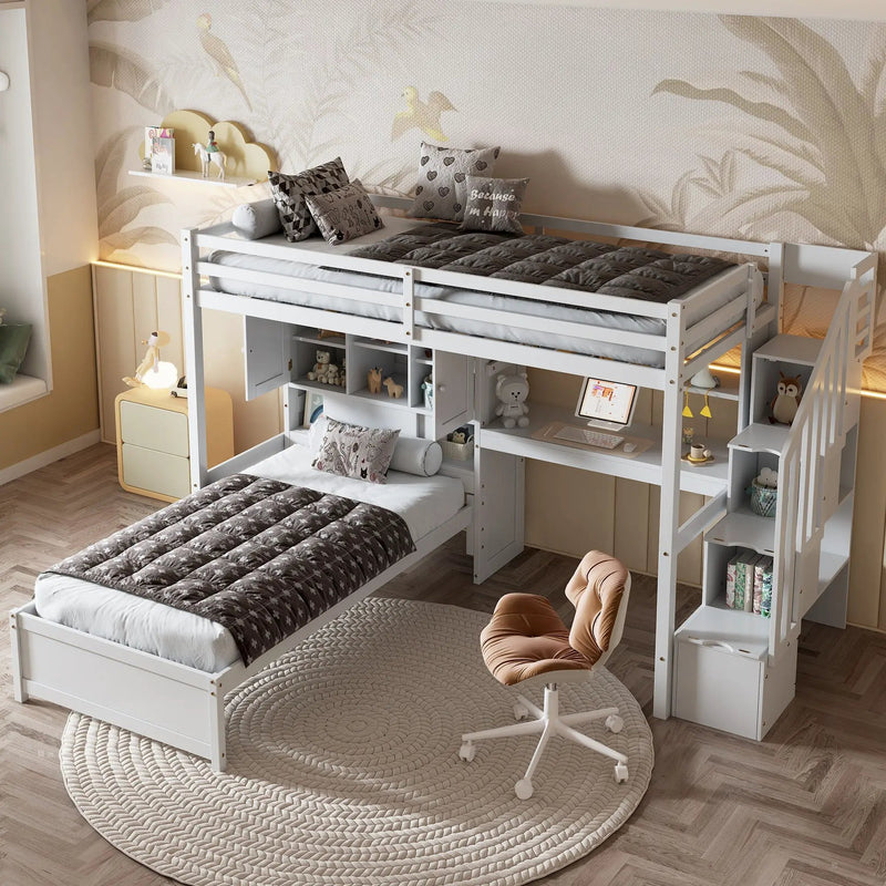 Loft Bed With Built In Desk And Staircase by Unique Piece Furniture